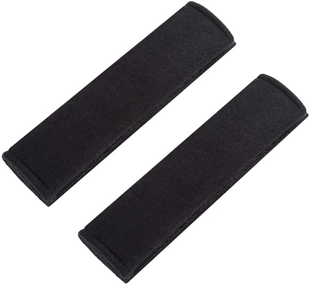URAQT Car Seat Belt Pad Cover 2 Pack, Car Seat Belt Pads Safety Belt Strap Luggage Shoulder Pad for Adults and Children, Black