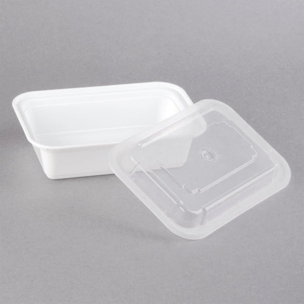 [50 Sets]Microwave Safe Meal Prep Food Container with Lid (838, White), Reusable, Leak Resistant Seal, BPA-Free, Freezer & Dishwasher Safe, 7.25”x5"x2"(LxWxH), 50 Packs, 24oz Base w/Clear Lid