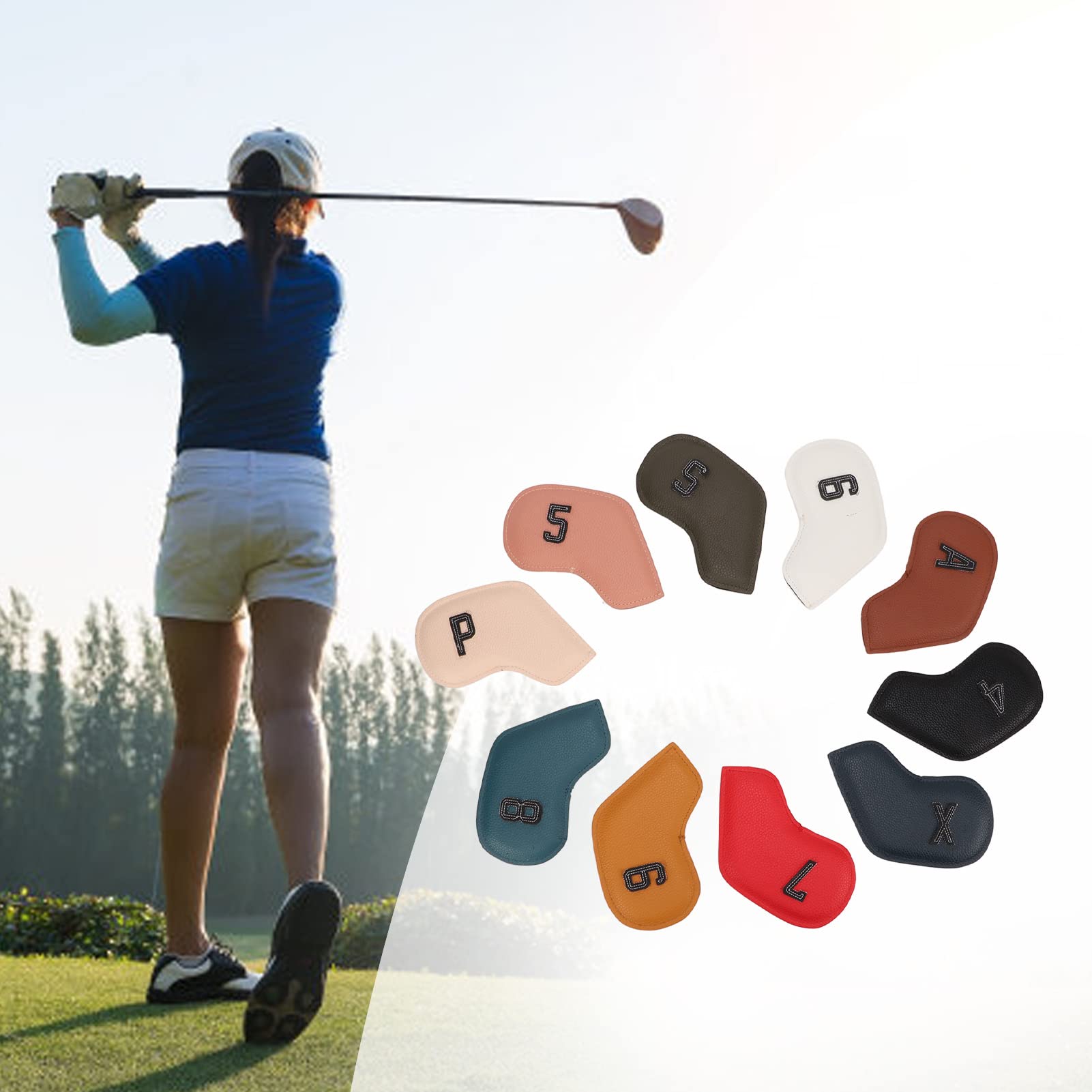 Golfs Iron Head Cover, 10PCS PU Numerical Golfs Iron Headcover for Outdoor Sports