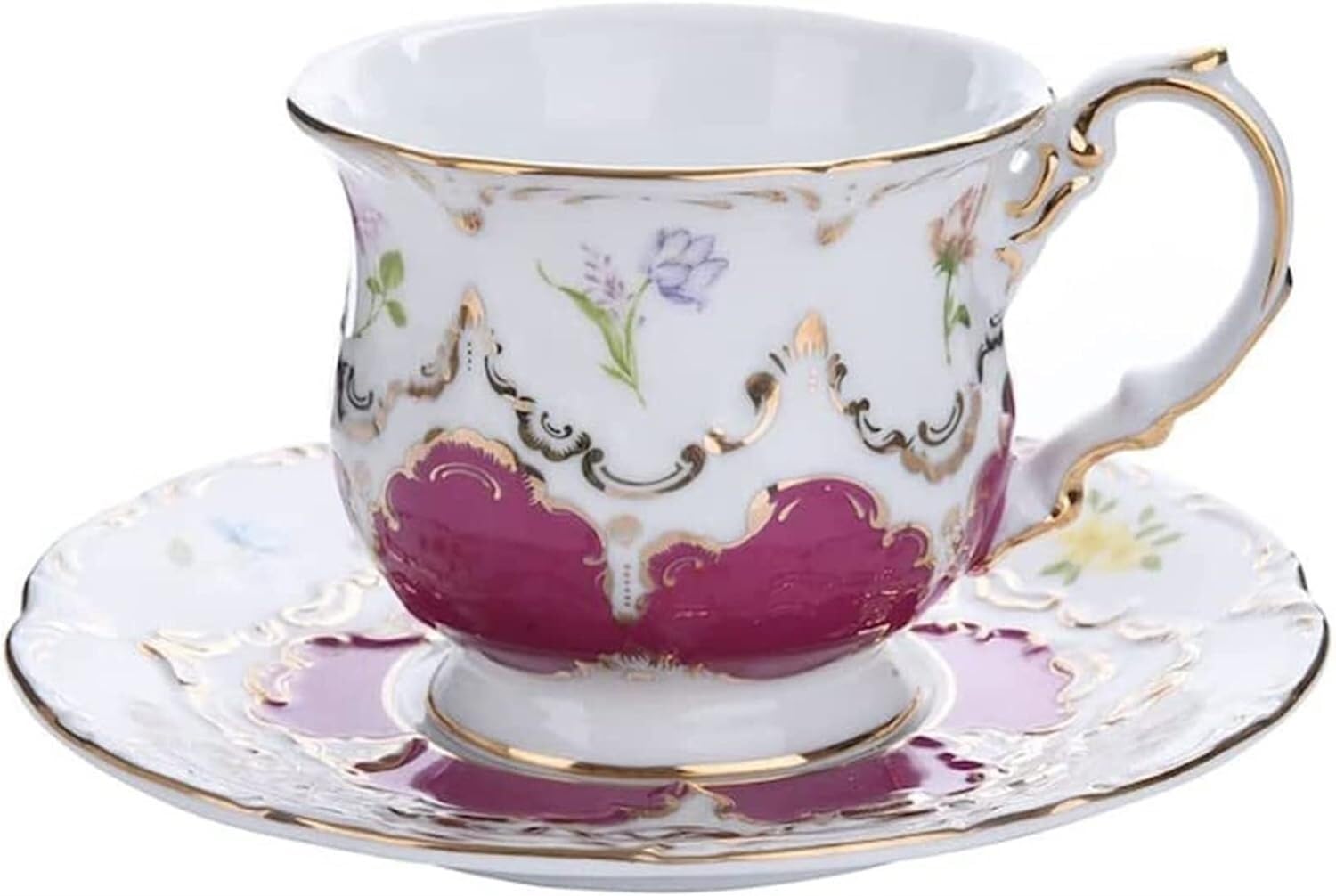 Zestaw Filiżanek Do Herbaty I Spodków, Filiżanka Do Kawy Ze Spodkiem, Filiżanka Do Herbaty 8,5 Uncji Ze Spodkiem I Łyżeczką, Porcelanowa Filiżanka Do Kawy Vintage Flower