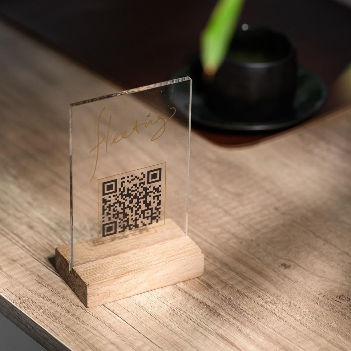 Paquete de 5 carteles impresos de madera acrílica para dejar reseña, menú de pago, soporte de código qr para café, restaurante, tienda