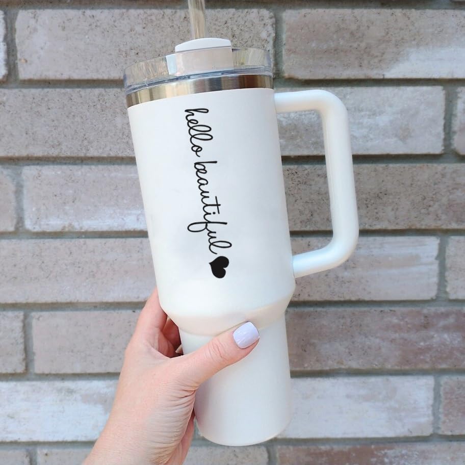 Miniatura 4 de 3x Hello Beautiful Rearview Mirror Decal,Vinyl Car Decals For Women,Vanity Mirror Stickers,Girl Car Decal Gifts,Car Window Decal,Car Mirror