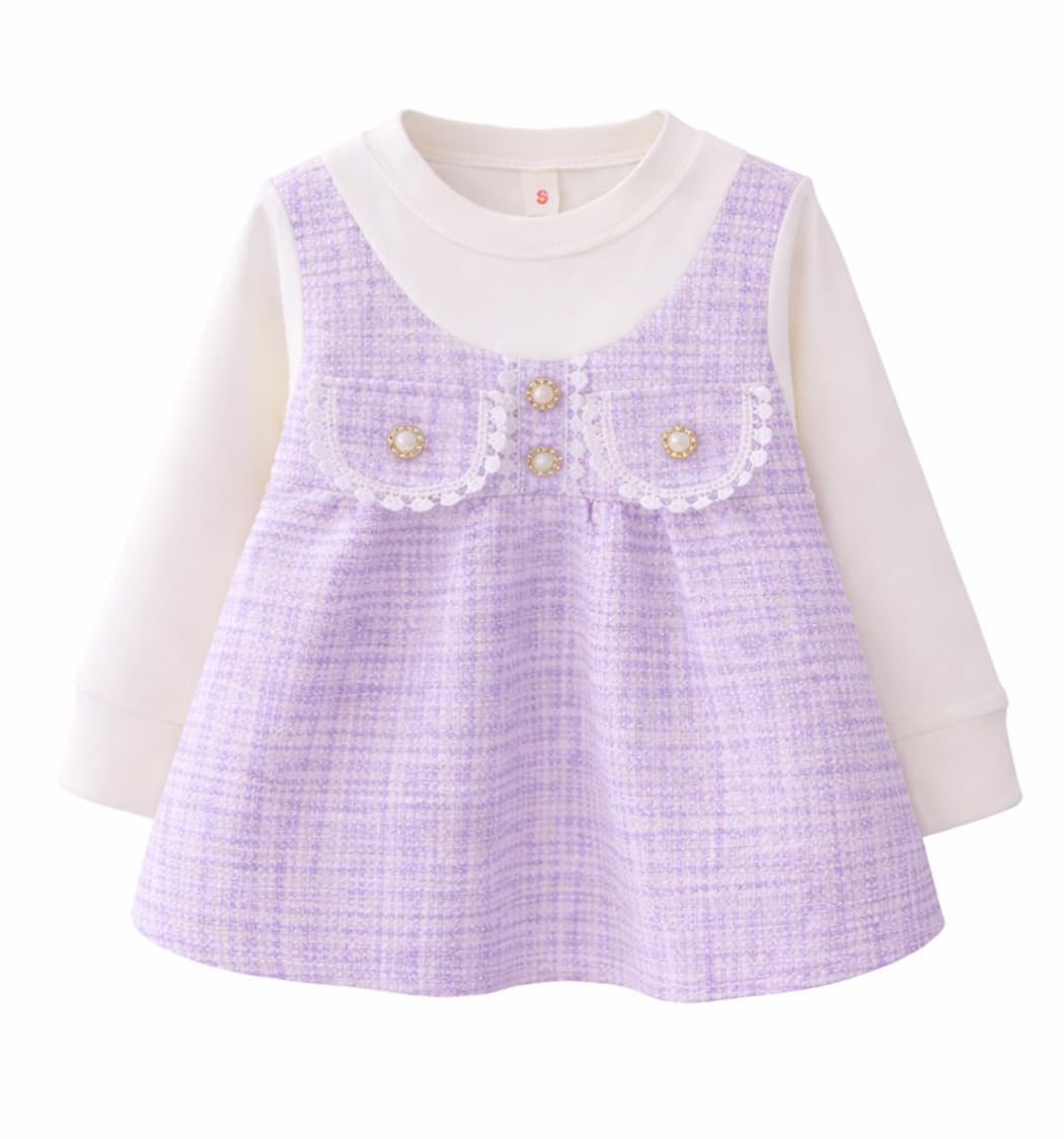 Baby Girl Full Sleeve Party Winter Dress Frock | Soft Warm One Piece Outfit for Infant Toddler Girls-image-16