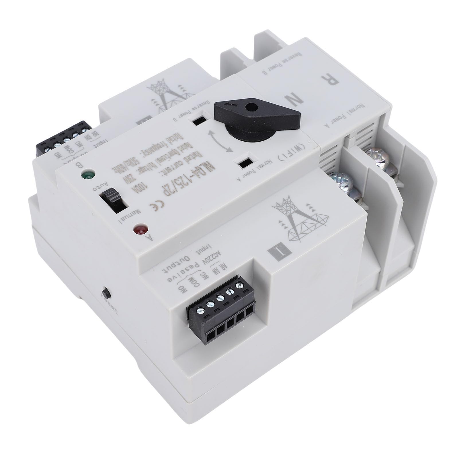 Sxhlseller Interruptor de Transferencia Automática de Doble Potencia con Control WiFi y Materiales Premium para Laboratorio de Fábrica en el Hogar, 2P 100A ATS