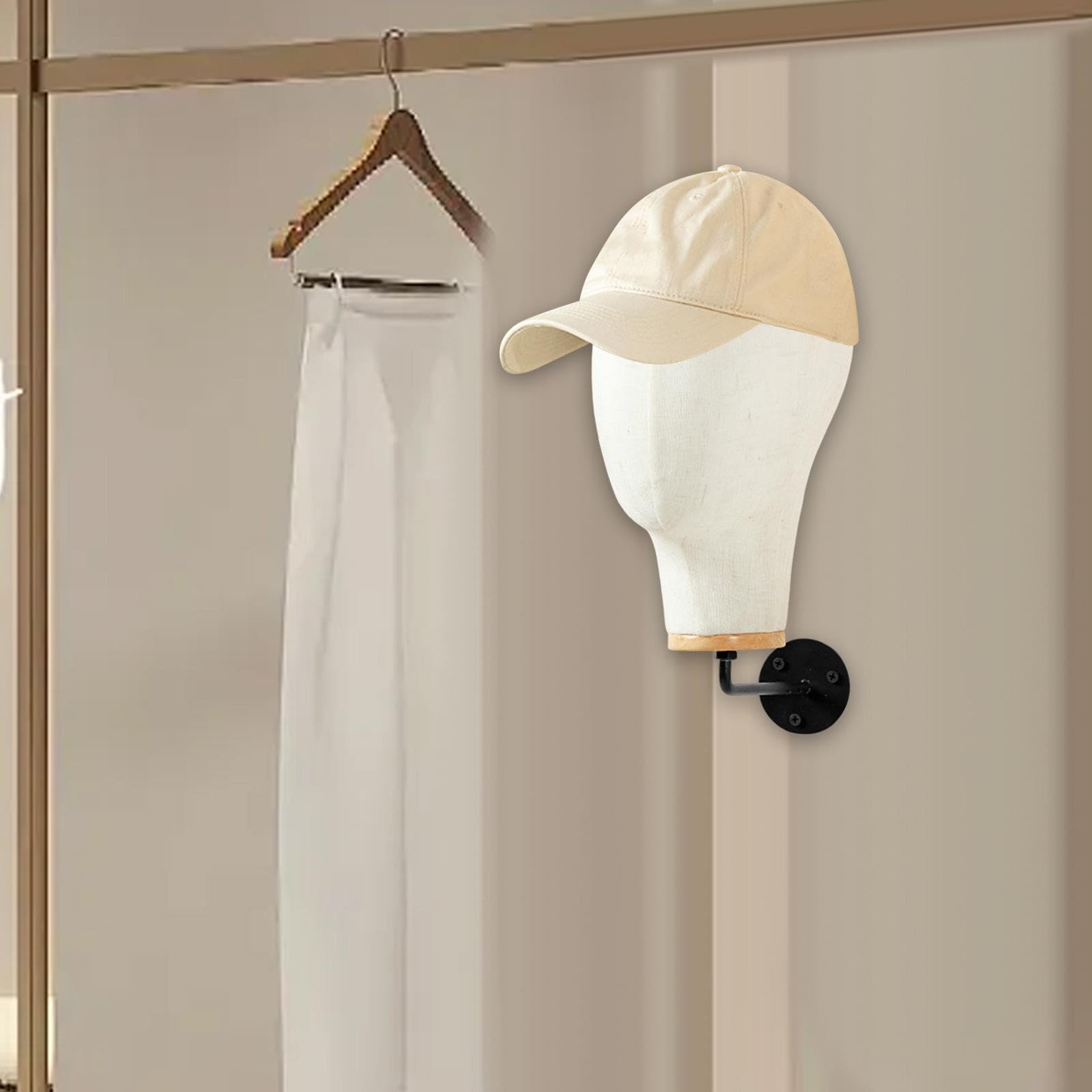 Ysyqkn Manikin Head Canvas Mannequin Wall Mounted Hair Hats and Hairpieces Wig Head Display Shopping Mall Barbershop Shop Props , 15cm Hook