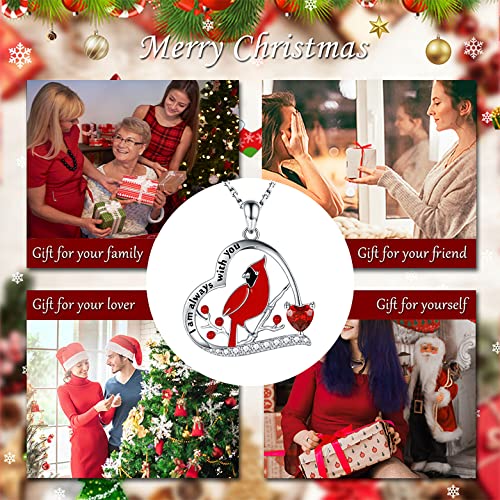 Red Cardinal Necklace 925 Sterling Silver I am Always With You Memorial Pendant Jewelry Gifts for Women3