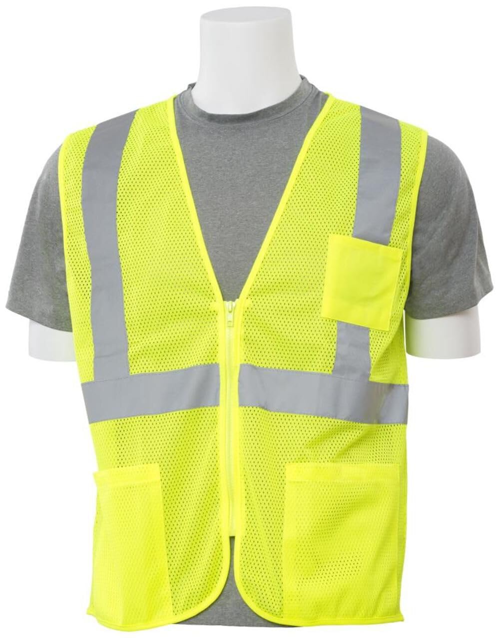 ERB Delta Plus S363P Class 2 Zipper Mesh Vest with Pockets - Hi Viz Lime / 5XL (WEL61653HL5X)
