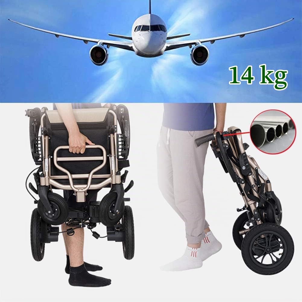 Silla 14Kg Ligera Lntelligent Plegable Llevar Sillas De Ruedas Eléctricas Para Adultos, Potencia Para Discapacitados Con Joystick, Silla De Ruedas Eléctrica De Doble Función Para Trabajo Pesado, Eléc