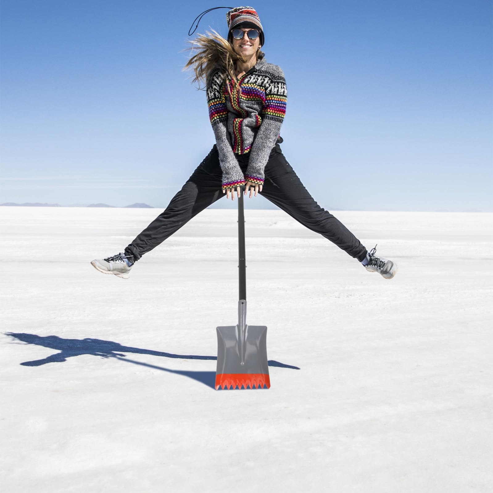 Lurrose Pala per Neve in Ferro Rinforzata per Rimozione Neve e Ghiaccio, Superficie Liscia, Forma Semplice, Strumento Efficiente per Auto e Esterni