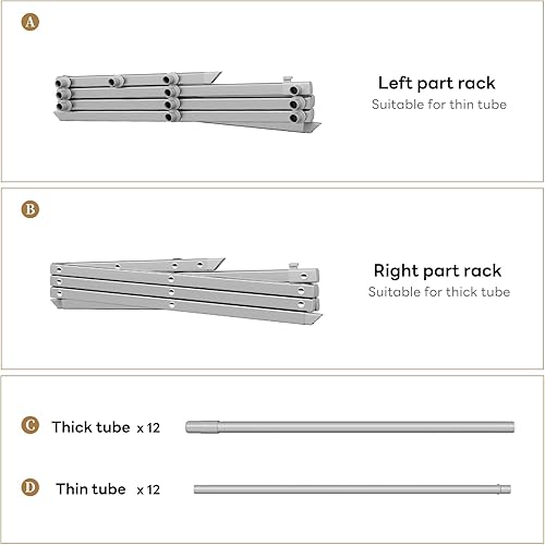 Miniatura 4 de Tendedero plegable para ropa, 3 niveles, portátil, para interiores y exteriores, antioxidante, compacto, plegable, gris, 28 pulgadas de profundidad