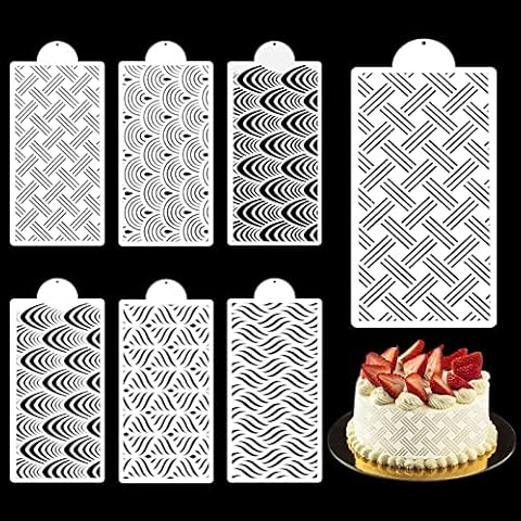 Cake Stencils, Pack of 6 Cake Stencils Hollow Lace Decoration Mould for DIY Cake Cover