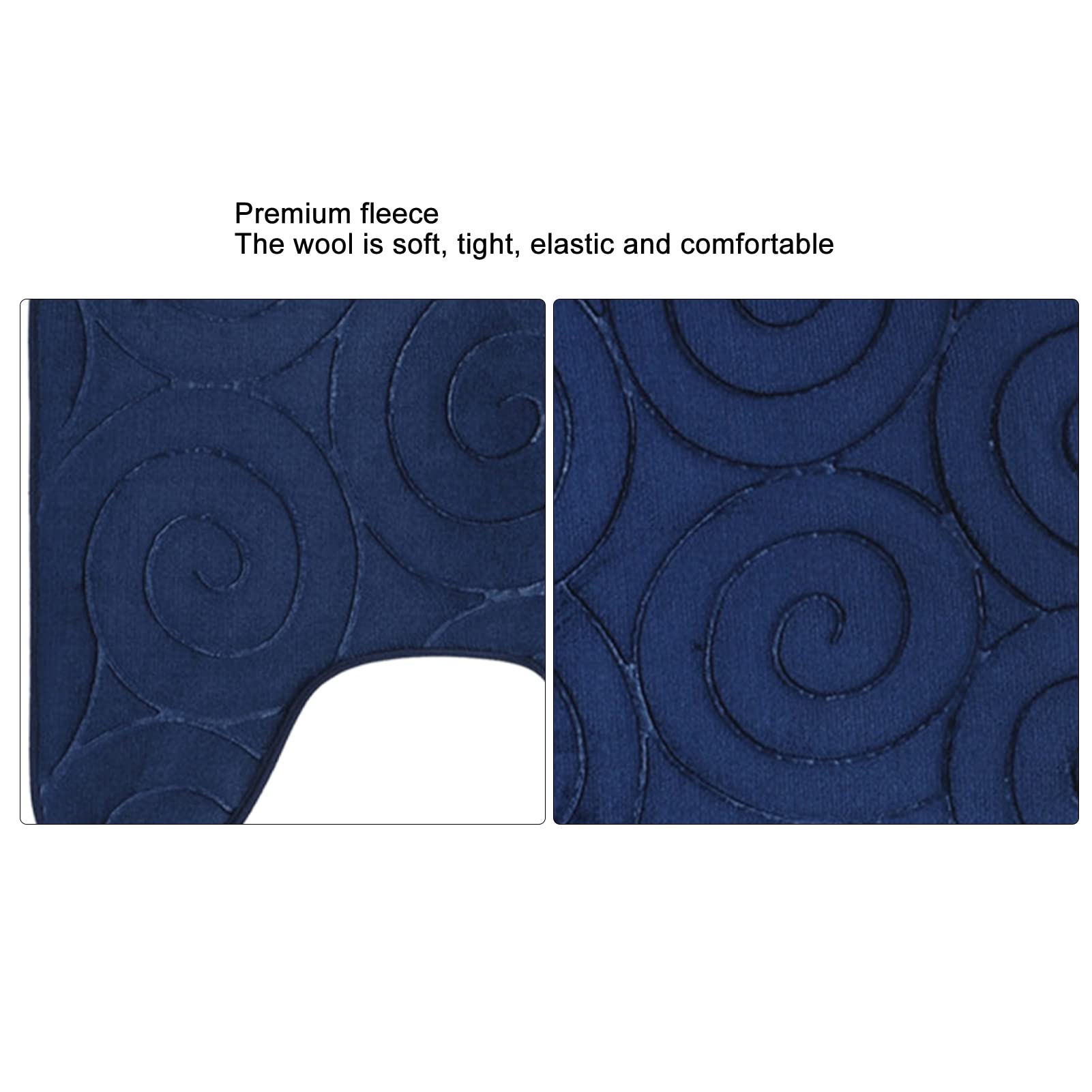 Garosa Set Tappetini Bagno Antiscivolo 3 Pezzi 50x80cm | Tappeto Doccia Assorbente in Fibra di Poliestere | Accessori Bagno Blu Navy con Copriwater
