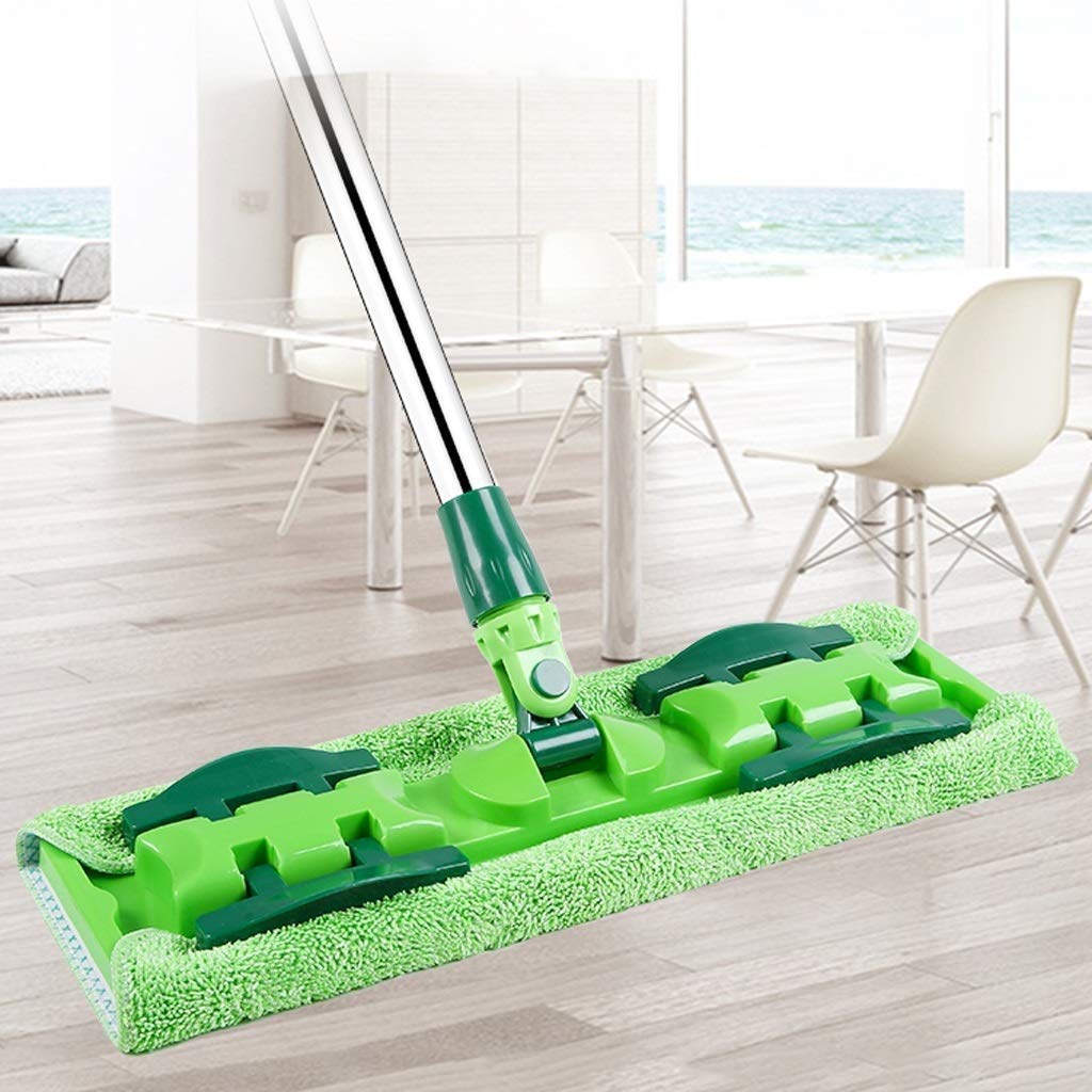 Mopa - Trapeador de Microfibra Profesional, Mango de Acero Inoxidable - Repuestos de paño de Microfibra sin Almohadillas y 1 Estropajo para Eliminar la Suciedad Incluido