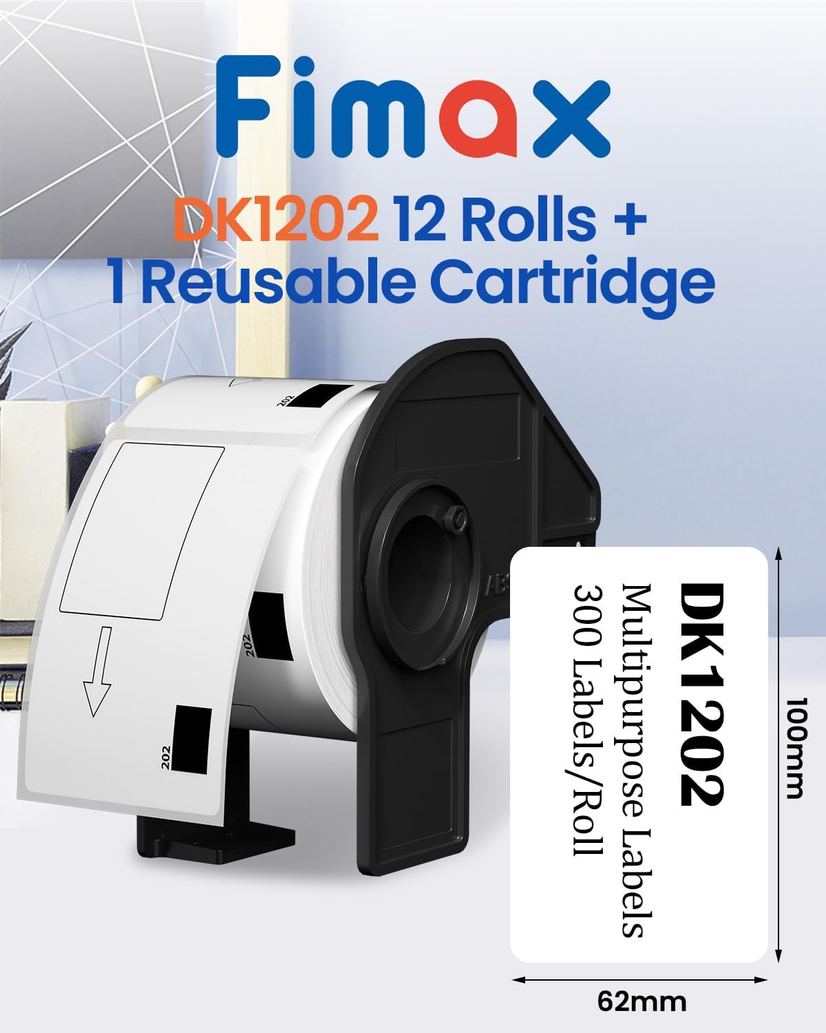 Address Shipping Labels DK-1202 2.4" X 3.9" Replacement for Brother 62 mm x 100 mm Die-Cut Address Labels,Use with QL-800 820NWB 1110NWB QL Label Printers - 12 Rolls/3600 Labels + 1 Frame