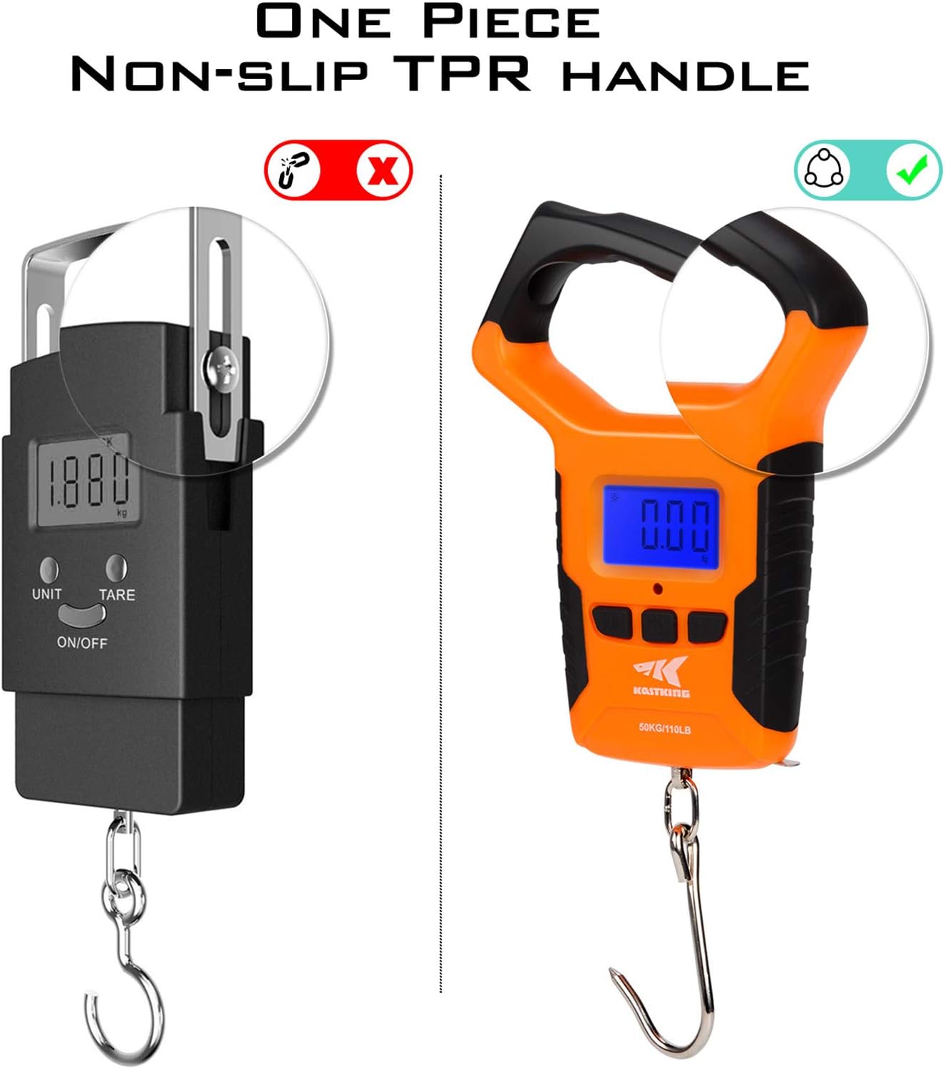 KastKing Water Resistant Digital Fishing Scale with Ruler, Dual Mode – Pounds/Ounces & Kilograms, Zero-110 LBs/50 Kg, Light, Strong ABS Frame, Non-Slip Handle, Retractable 38 inch Tape Measure : Sports & Outdoors