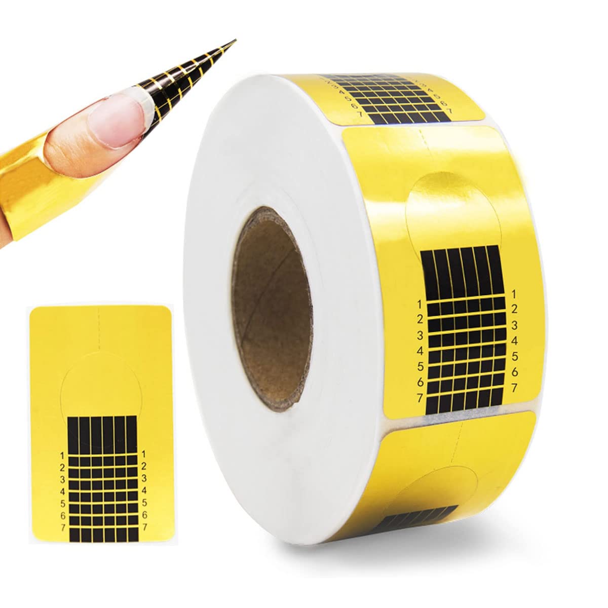 BeauentyNail Forms, 500pcs Golden Nail Art Tip Extension Forms for Acrylic UV Gel