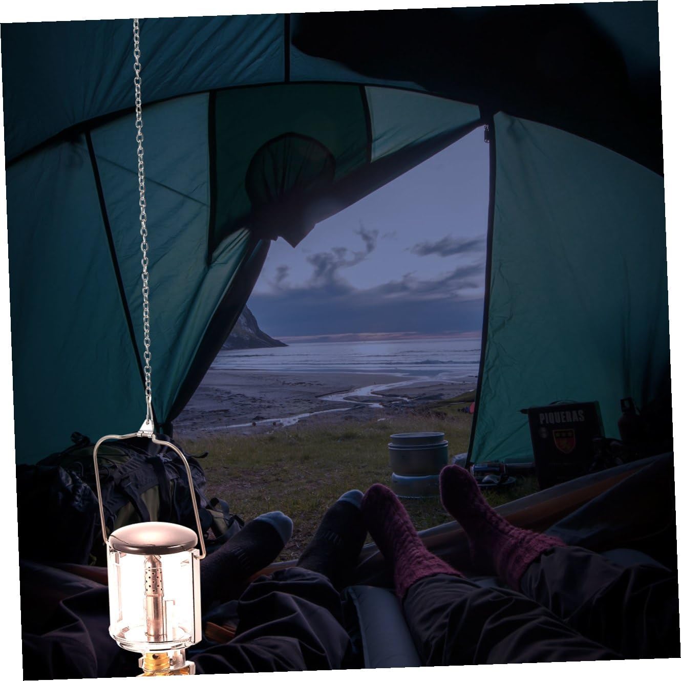 Healifty Portable Camping Lamp Multifunction Outdoor Tent Light with Warm Glow Threaded Flat Tank Compatible for Hiking Emergency and Nighttime Use