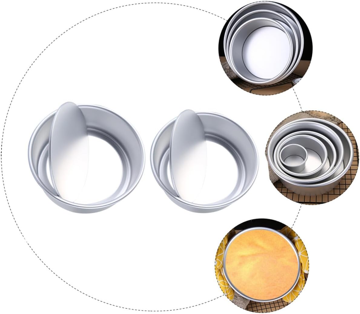 Non-stick Aluminum round Cake Pan Set, 6 8 Inch Mousse Cake Molds for Baking, DIY Pastry Supplies for Home and Professional Use, 2pcs Expandable Baking Ring Set