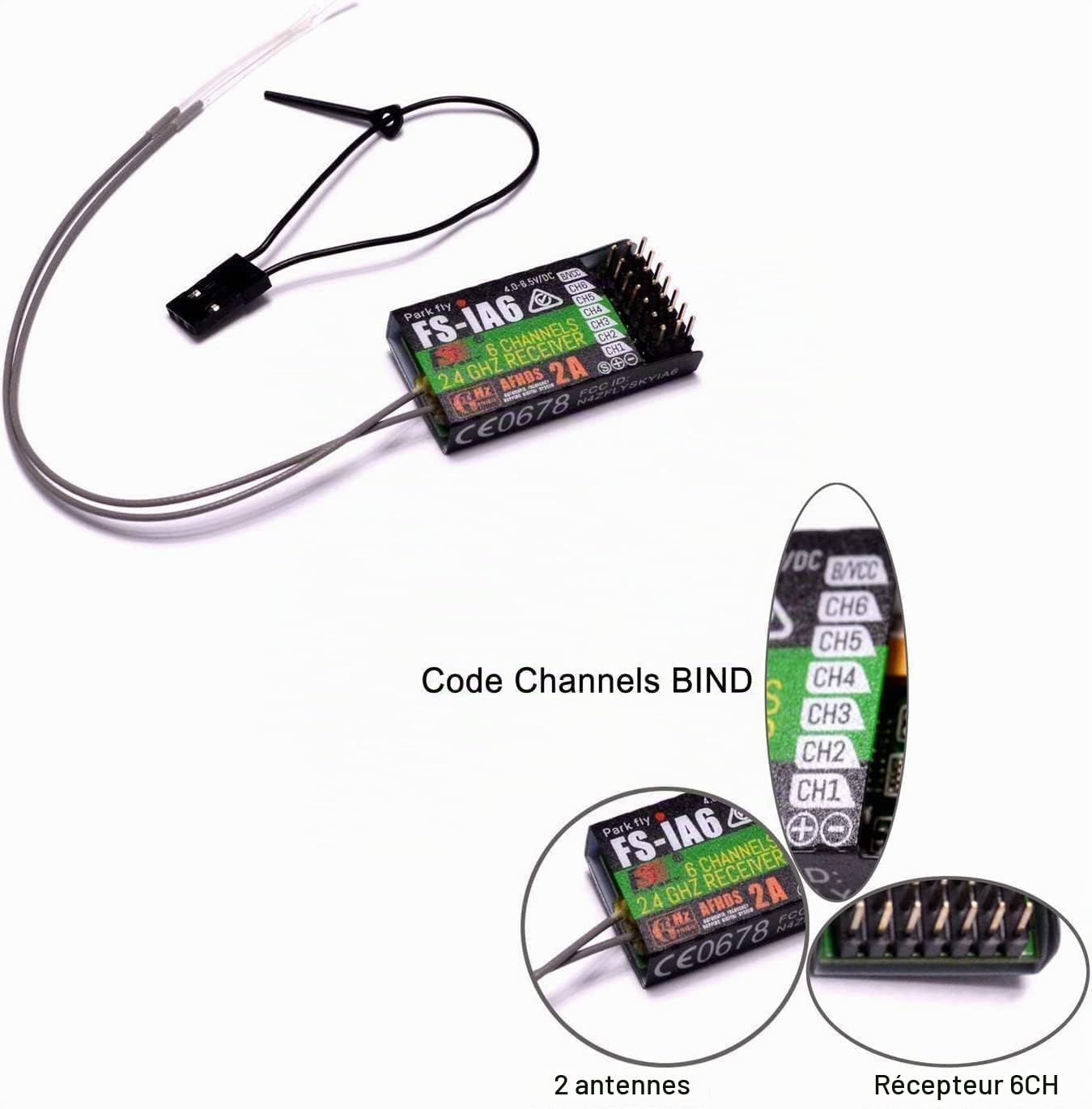 Flysky FS I6 AFHDS 2A Système Radio 6 Canaux Transmetteur + FS IA6 Récepteur 2,4 GHz RC Voiture Bateau