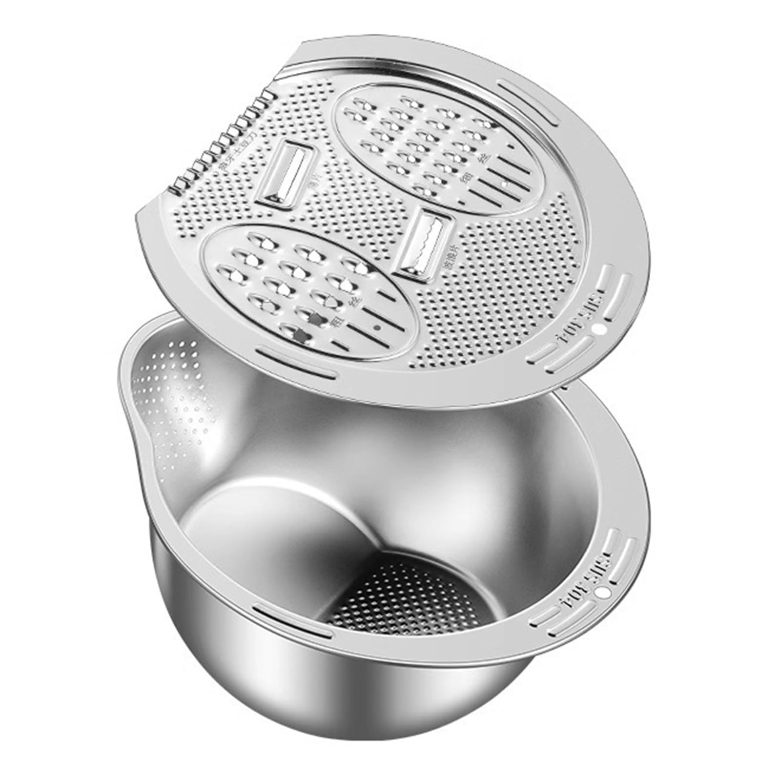JDNH Multipurpose Kitchen Steel Colander with Grater Small Strainer Bowl Side Drainer for Rice Washing and Vegetable Cleaning Fruit Washer