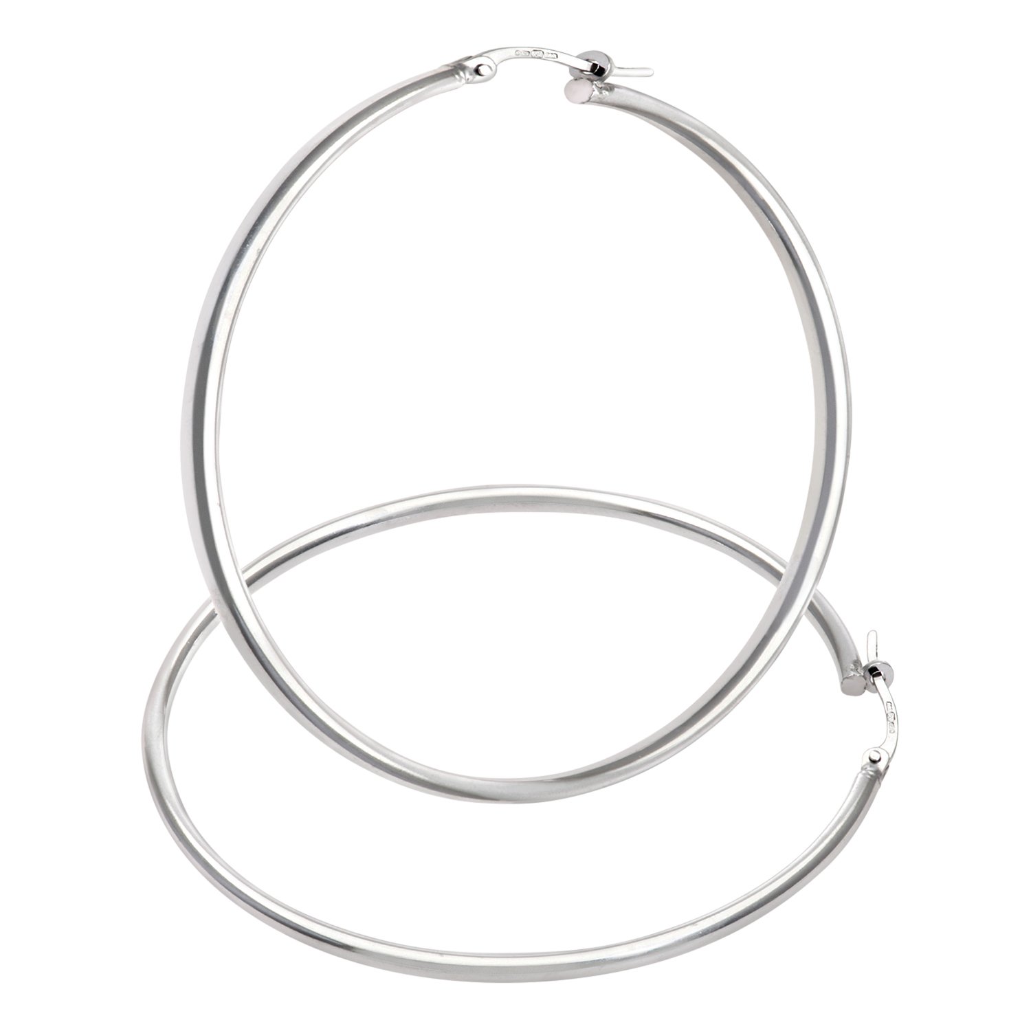 Citerna Ladies Hoop Earrings, 9ct White Gold, Model UER 063W, White Gold, plain