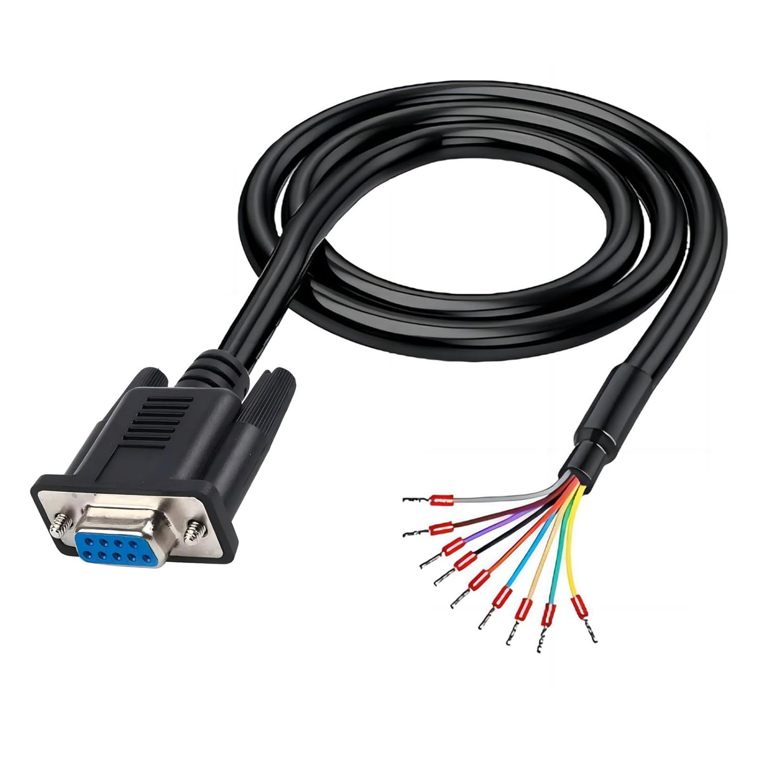 5Ft 1.5m 26AWG DB9 Female RS232 9 Pin Serial Extension Cable, RS232 D-SUB DB9 Serial to 9 Bare Wire Breakout Board Connector