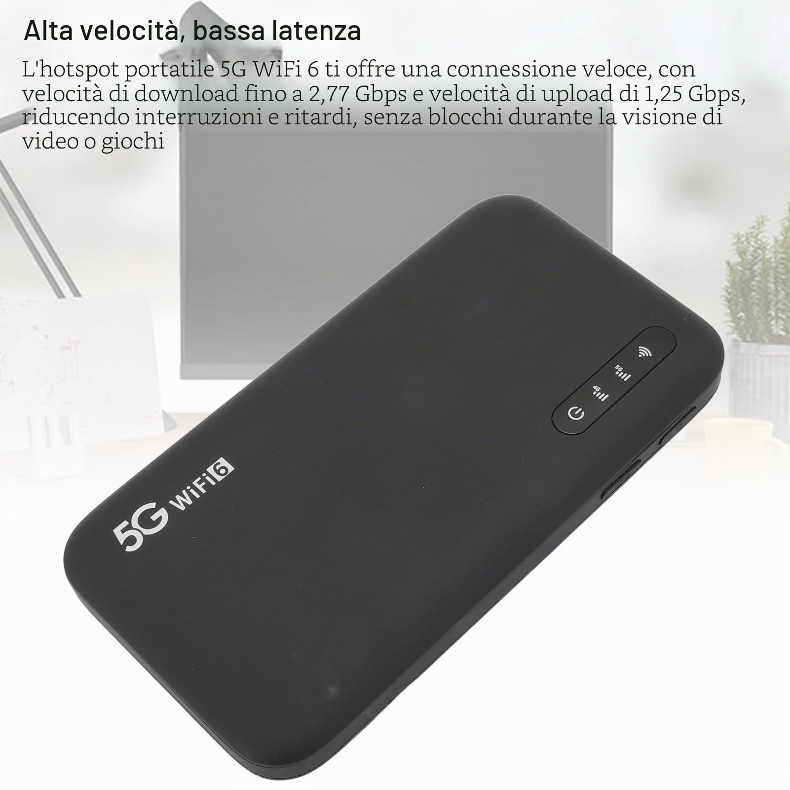 5G Mobile Hotspot WiFi 6, Router Portatile 5G con Slot per Schede SIM, Supporto a 16 Dispositivi da 6100 MAh, Dispositivi Internet Portatili per Viaggi e Utilizzo Domestico