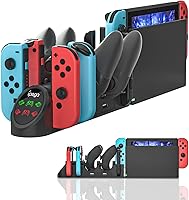 Vista 1 de Base de carga para controladores Nintendo Switch - Estación de carga rápida 6 en 1 para 4 Joy-Cons y 2 controladores Pro - Organizador compacto