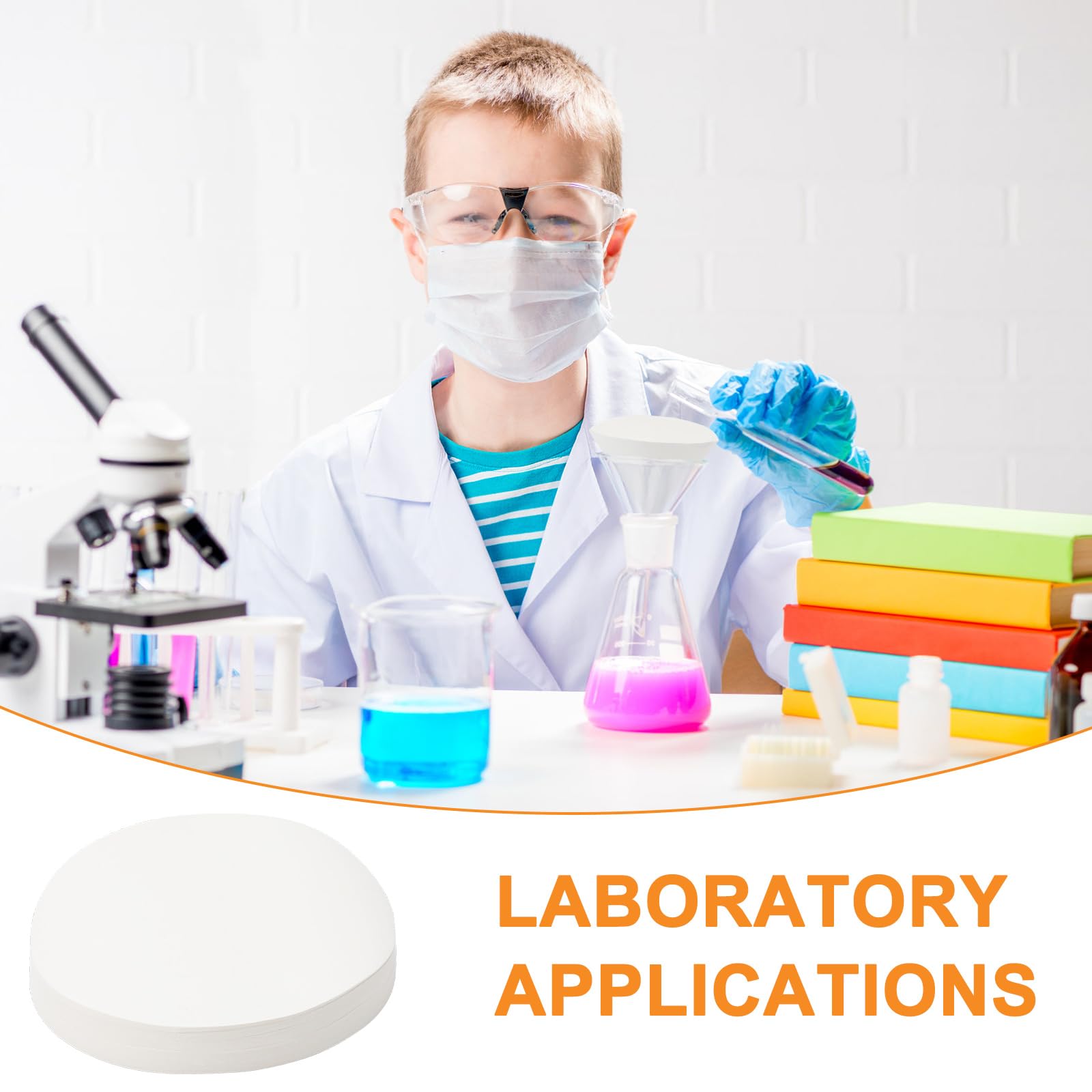 100 sztuk papieru filtracyjnego okrągłego białego, jakościowe papiery laboratoryjne, z umiarkowaną prędkością przepływu, do zastosowań laboratoryjnych, chemicznych, testów przemysłu naftowego (12,5 cm
