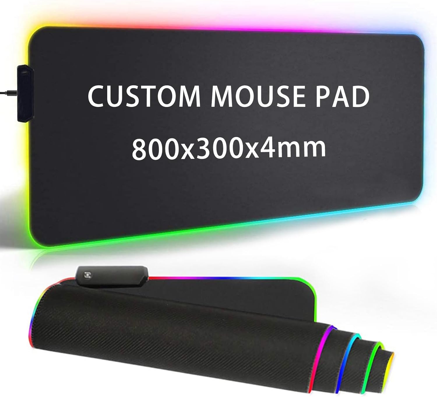 Persionalized RGB Gaming Mouse Pad Thickness: 4mm Customized LED Extra Extended Large Mouse Pad, Waterproof Anti-Slip Rubber Base, Computer Keyboard Mouse Mat with 12 Lighting Mode-31.5 x 11.8 inch
