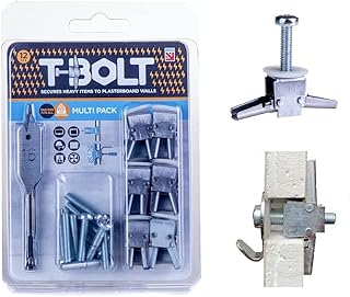 T-Bolt heavy duty METAL Plasterboard Fixing - Multi Pack of 12 - Holds up to 65kg per Fixing! [Plasterboard] [Drywall] [Cavity Wall] [Heavy Duty] [Drill] 
