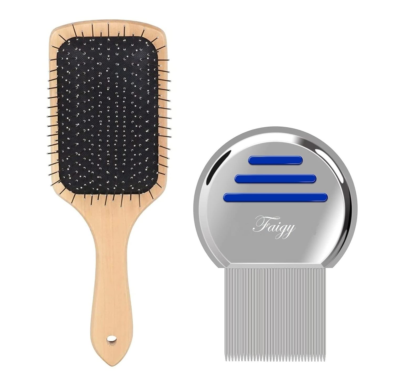 Buy Faigy Wooden Paddle Brush with Lice Comb For Women And Kids