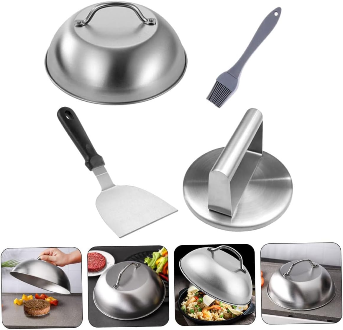 VANZACK 1set Stainless Steel Burger Patty Press Meat Maker Tool for Grilling and Outdoor BBQ Easy to Use Non-Stick Mold for Even-Sized Patties Shovel Kitchen Supply