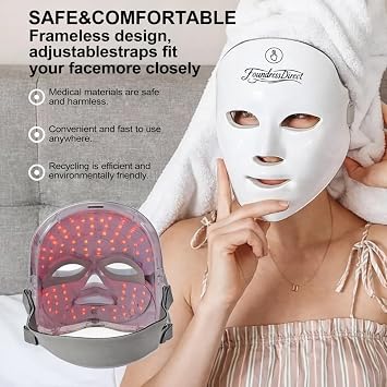 LED Face Mask, 7 Color Red Light Therapy, Rechargeable