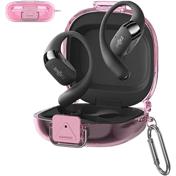 For SHOKZ OpenFit 2 CaseLAZIROClear TPU Material Integrated Switch Protection Cover Attachable Charging Possible Shock Absorption Waterproof Dustproof Lightweight with Loss Prevention Hook Slim Soft
