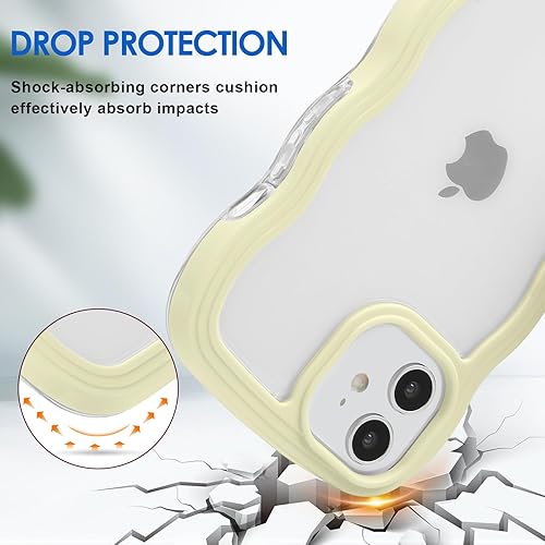 Miniatura 2 de Anuck Funda para iPhone 15 con borde ondulado, diseño trasero transparente, agarre antideslizante, forma de marco rizado, a prueba de golpes, TPU