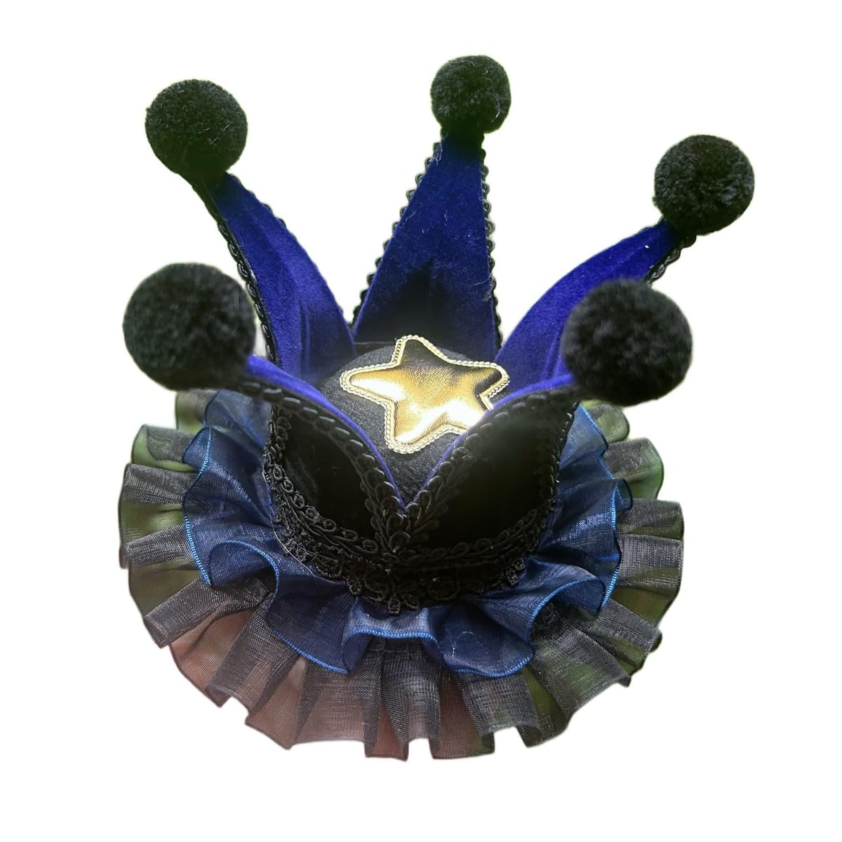 BPURB Women Lolita Circus Clown Hat Jester Mini Top Hat Halloween Costume Headband for Carnival Cosplay Party