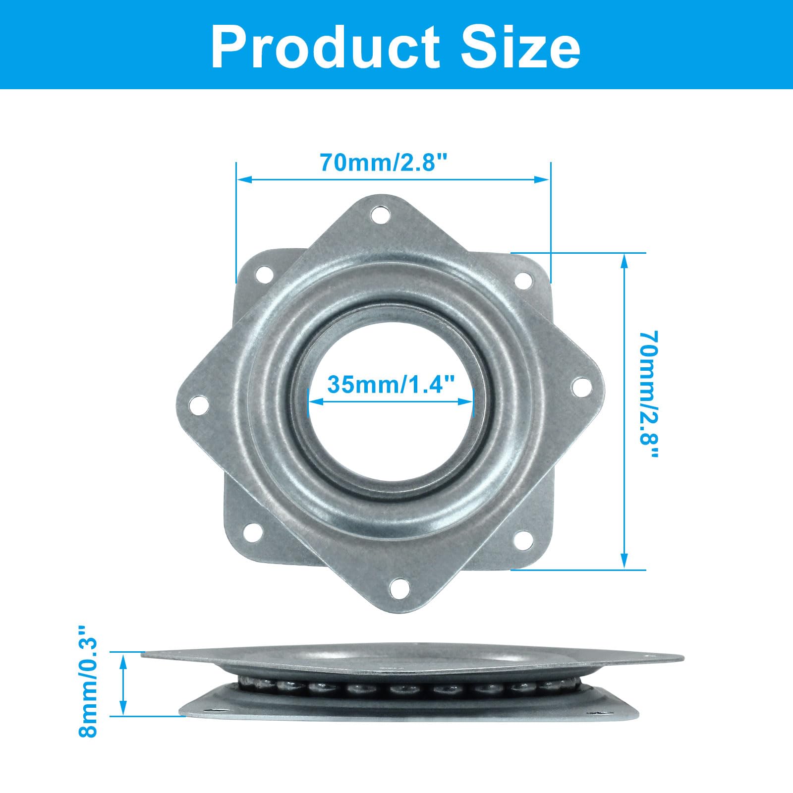 Zorveiio 3" Lazy Susans - 2 Pack Rotating Turntables -3