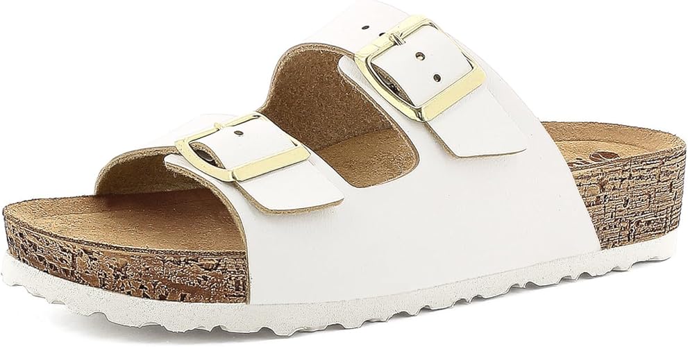 Ciabatte Donna Inblu Con Doppia Fibbia - Plantare In Pelle Vera E Suola Bicolore - Taglie Dal 35 Al 41