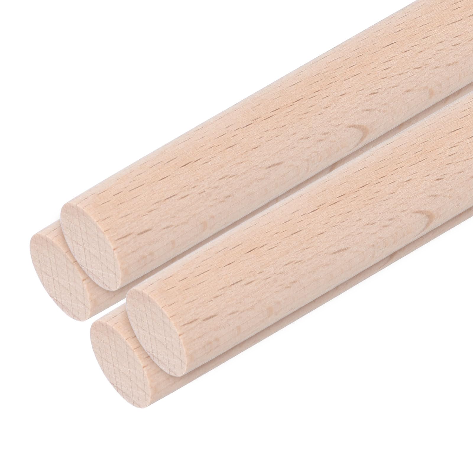 sourcing map Wooden Dowel Rods,14mmx300mm Round Wooden Rod Unfinished Solid Wood Sticks Crafts Wand for Arts Decoration, Craft and DIY Projects Wand,Pack of 4