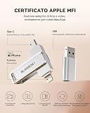 Certyfikat MFi 256GB Pendrive USB do iPhone’a, certyfikat MFi, pendrive USB 3 w 1 Lightning i Type-C z adapterem USB 3.0 Pamięć zewnętrzna do iPhone’a,