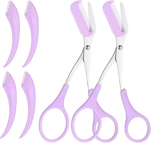 2PCS Eyebrow Scissors with Comb, Stainless Steel Professional Eyebrows Trimmer, Hair Removal Eyebrow Scissors, Eye Brow Shaping Tool for Men and Women