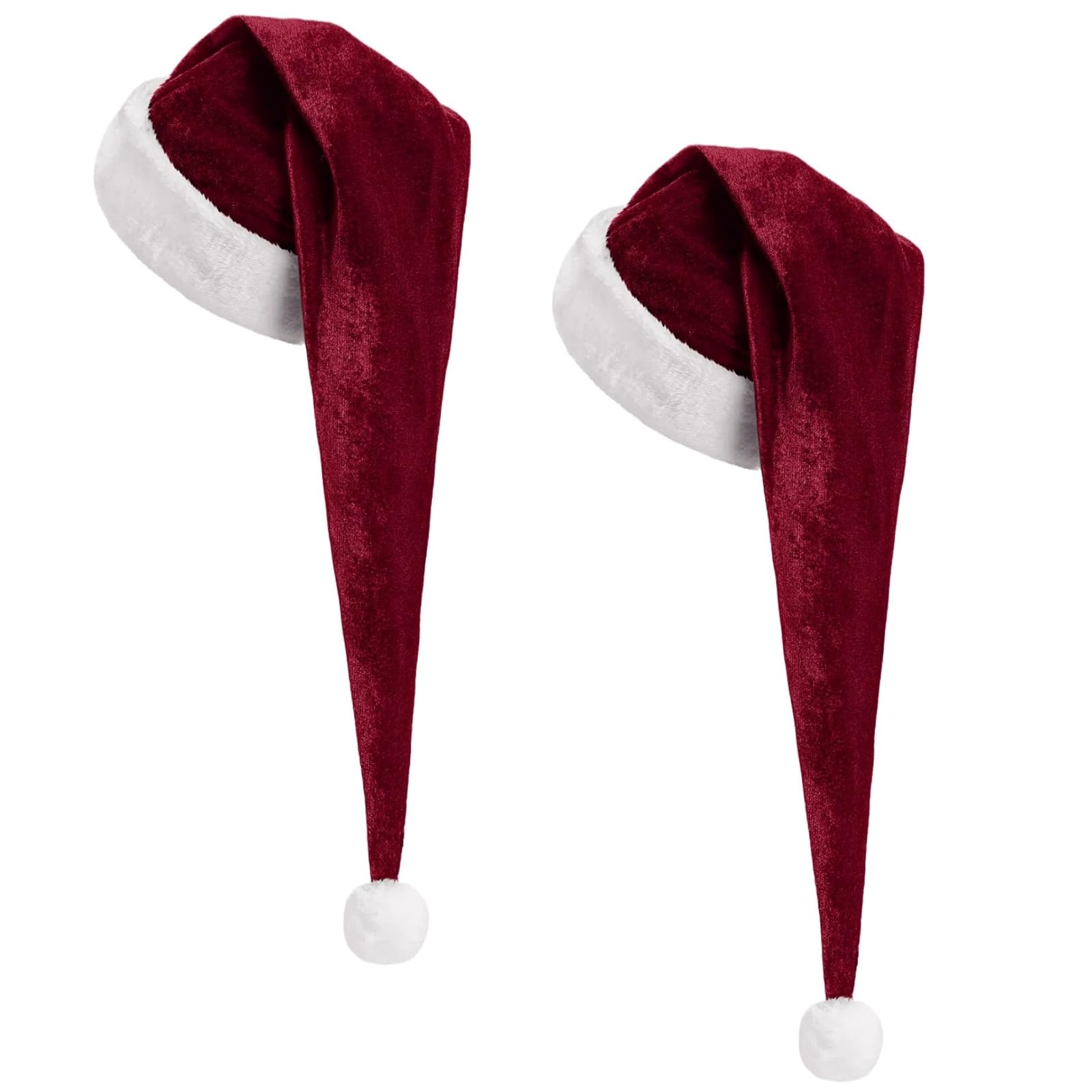 2 sombreros de Papá Noel para adultos, unisex, de terciopelo, extra grueso, clásico, sombreros de vacaciones para adultos, suministros de Navidad