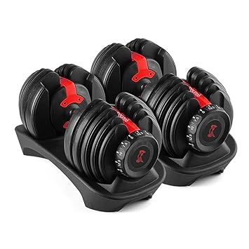 Cockatoo ADB-01 2.5 KG- 24 Kg Adjustable Dumbbell Set, Home Workout Gym Equipment Men and Women, Quick One-Second Adjustment 15-IN-1 Dumbbell Dumbbells Set For Home Gym(1 Year Warranty) (24 Kg, Red) - image, photos