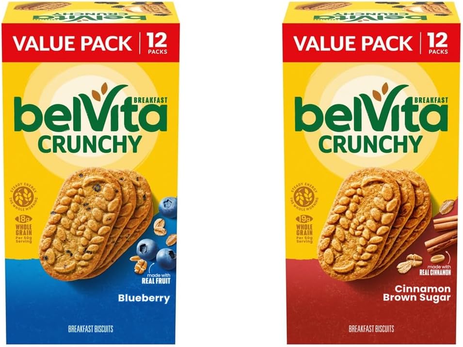 Breakfast Biscuits Variety Pack, Blueberry and Cinnamon Brown Sugar, Value Pack, 24 Total Packs, 2 Boxes (4 Biscuits Per Pack)