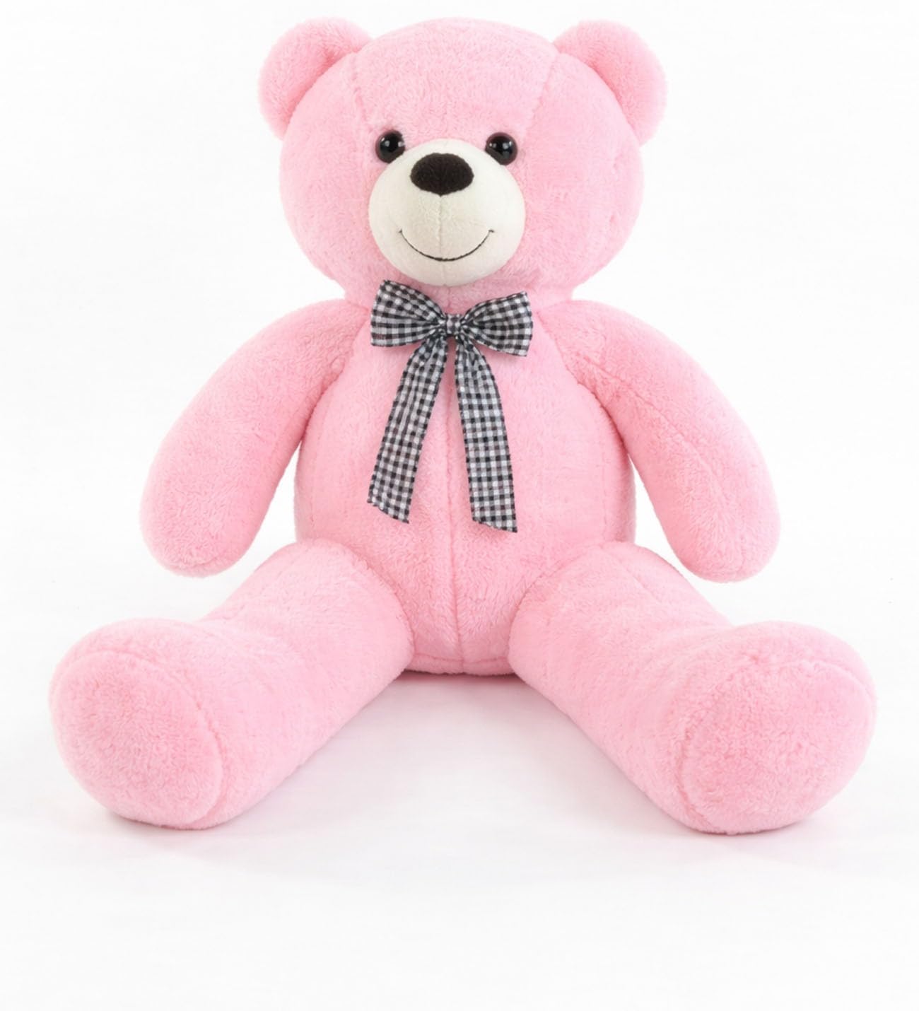 90 cm Rengarenk Papyonlu Peluş Ayıcık -% 100 YERLİ Pembe