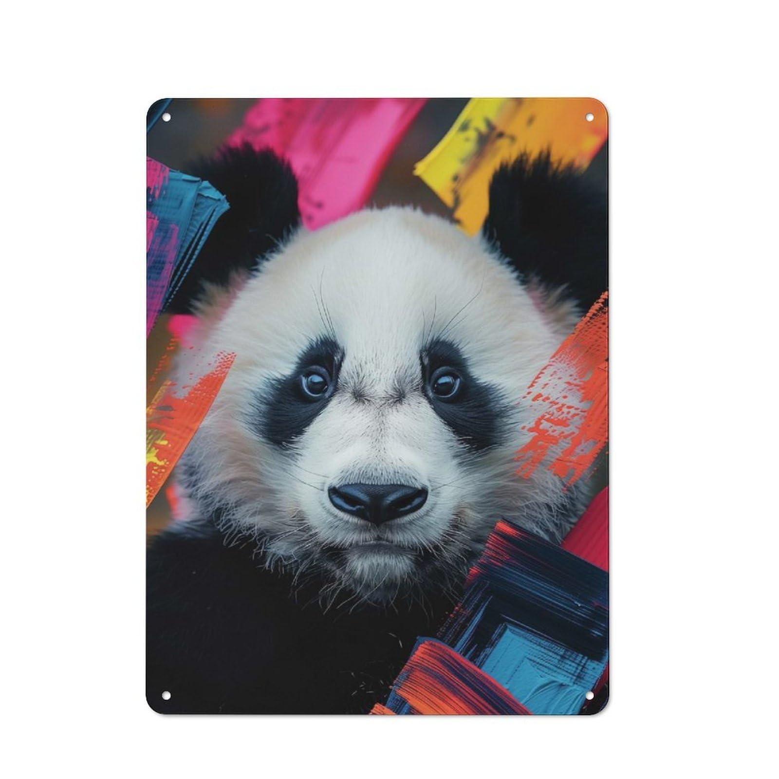 Panda in Paint Strokes Industrial-style Tin Sign 40x30cm for Café Or Home Bar, for Cooler-month Interiors with Industrial Character