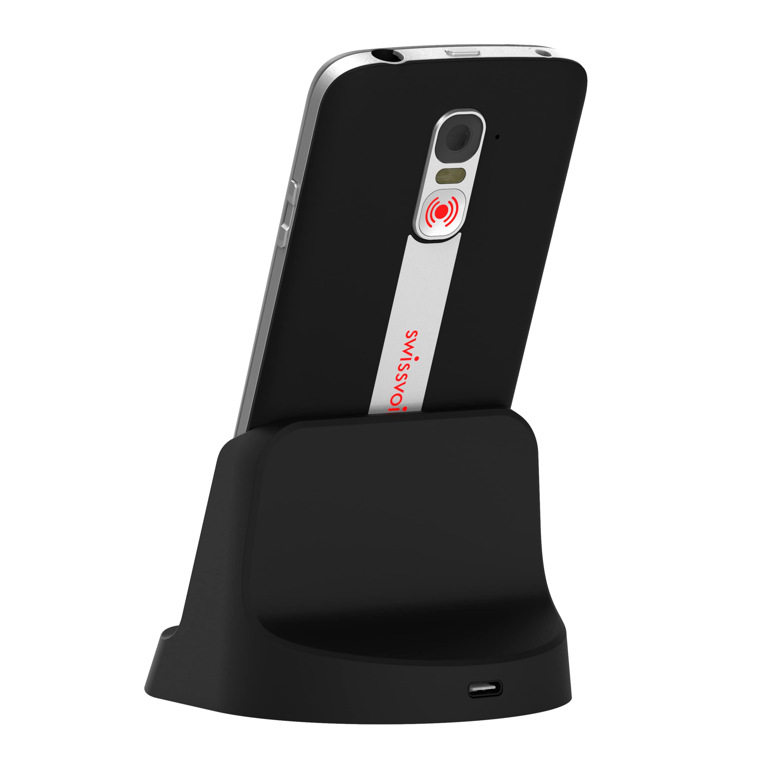 swissvoice S510-C 4G Smartphone para Personas Mayores Que utilizan el teléfono principalmente en casa - Teléfono móvil fácil de Usar con Teclas Grandes, Base de Carga y Correa para el Cuello