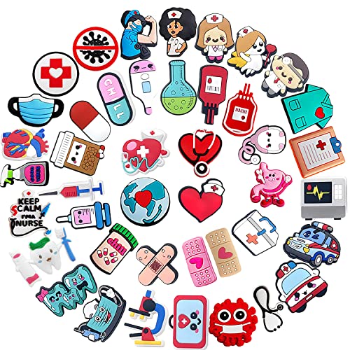 43 PCS Nurse Croc Charms for Girls Boys, PVC Non-Repeat Medical Croc Charms Shoe Decoration Charms Cute Croc Charms Croc Accessories