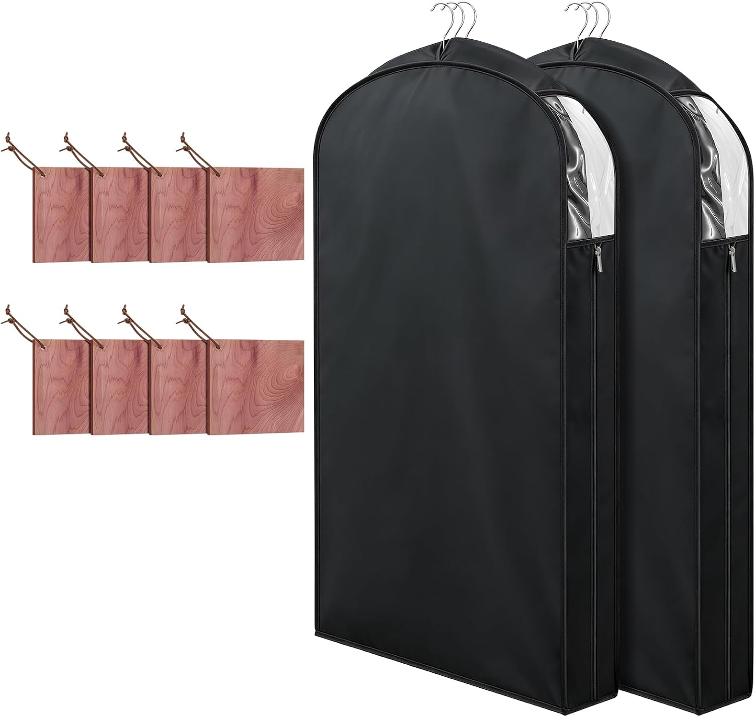 Briwooody Cotton Linen Garment Bags, 2 Sets, Moth Protection, Black